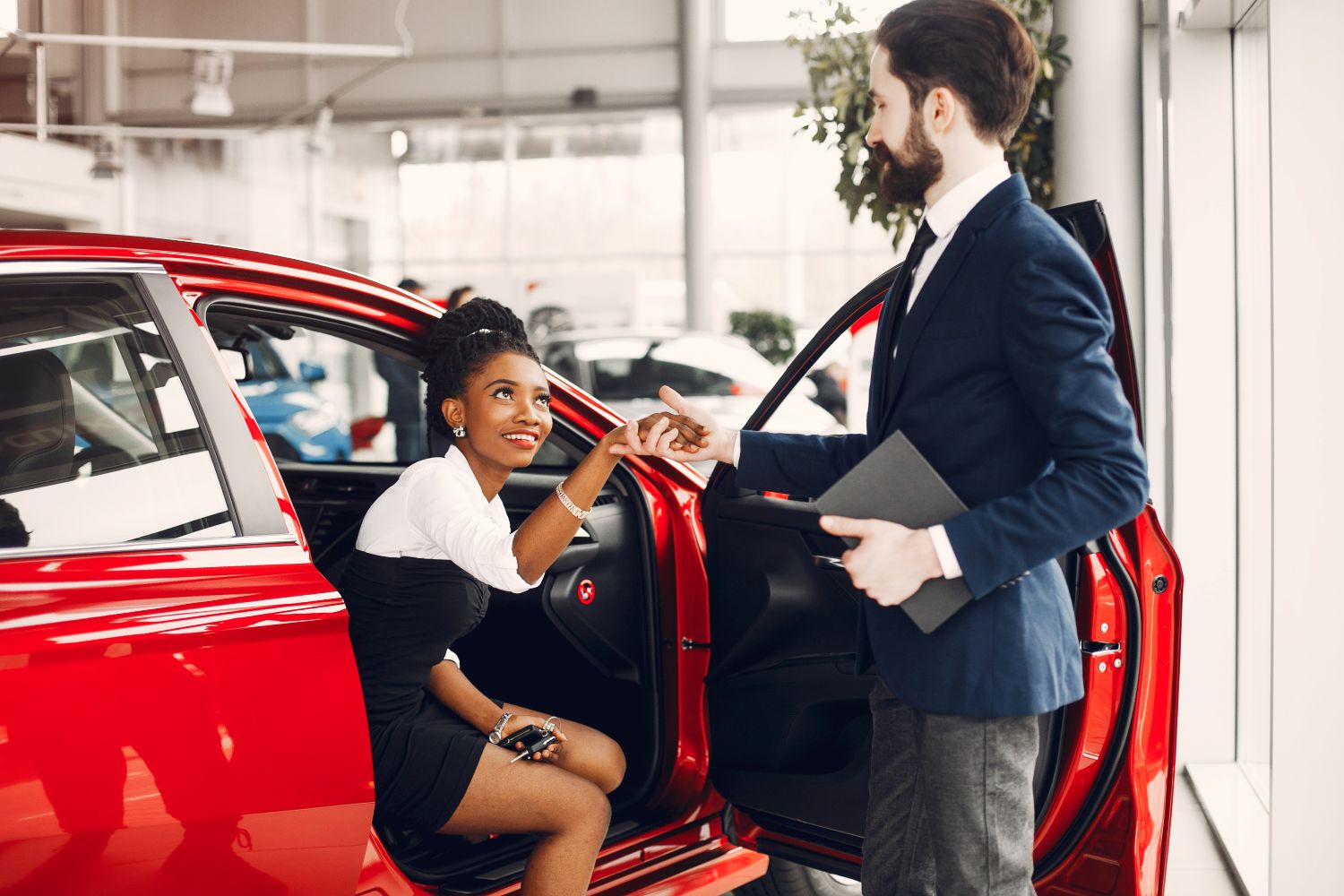 woman trying to buy a used car